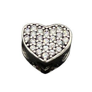 Heart-Shaped Sterling Silver & Crystal Charm Bead